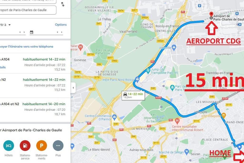 Tremblay-en-France Joli T2, Terrasse Et Jardin, Ideal Pour Familles, A 15 Min De L'Aeroport Roissy Cdg מראה חיצוני תמונה